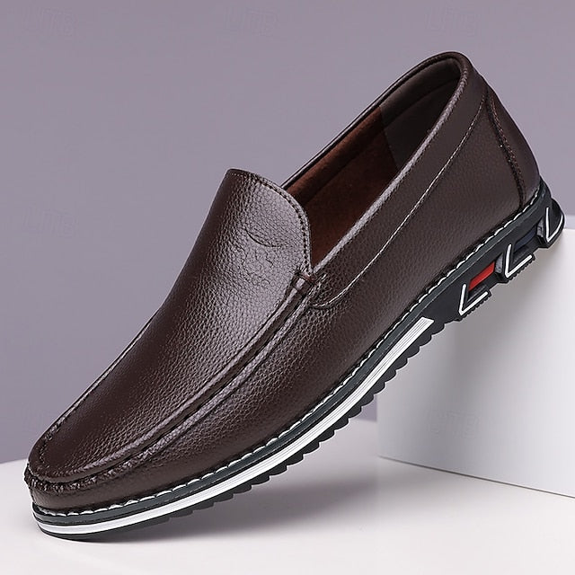 Men's Blue Faux Leather Slip-On Loafers with Durable Sole