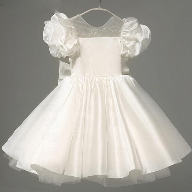 Girl Color Kids Party Solid Girls' Flower Dress Long