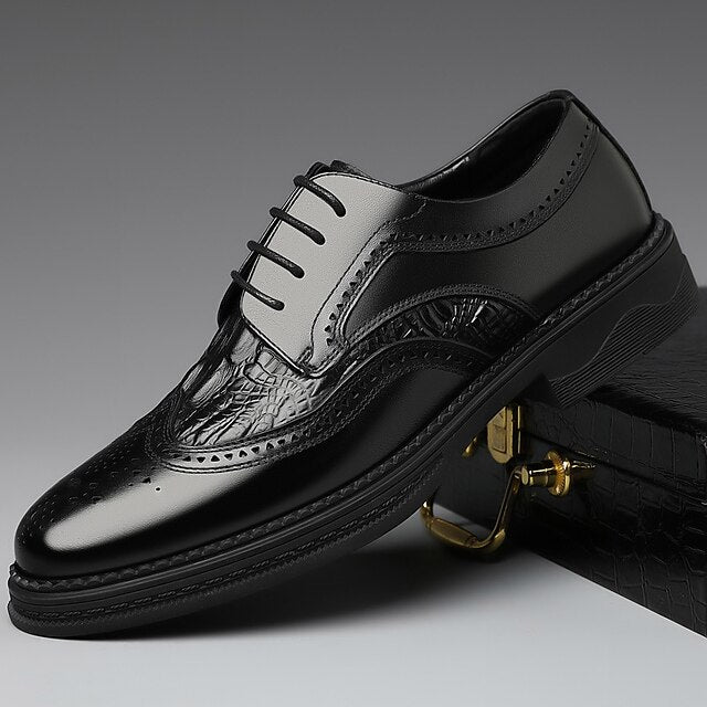 Crocodile Shoes - Brogue Men's Oxford Leather Brown