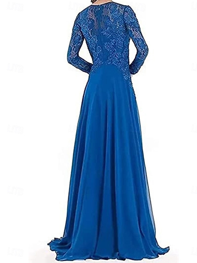 Crew the Neck A-Line Mother of Floor Elegant Party Dress Bride