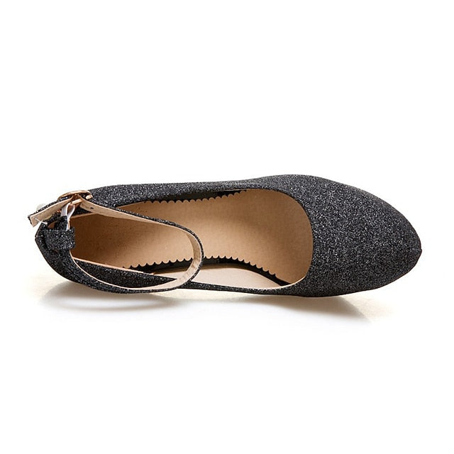 Platform Stiletto with Glitter Silver Heels Women's Ankle