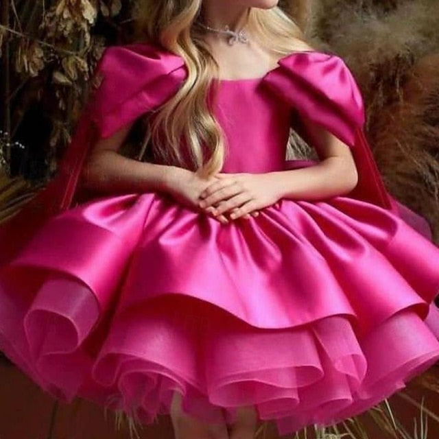Girls' Girl Kids Party Dress Solid Color Flower