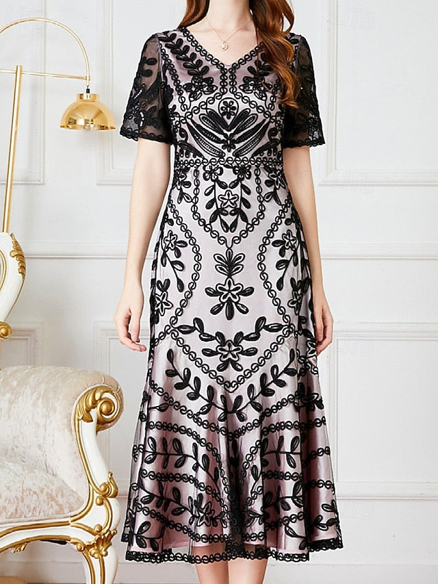 Elegant Mother Dress A-Line Party Bride Vintage of the V