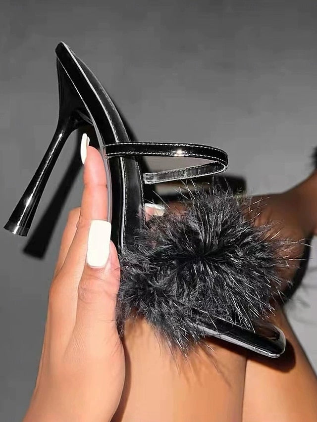 – Green Feathered Heeled Bold Sandals High