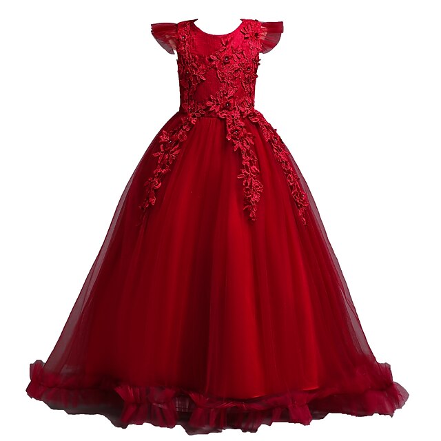 Flower Girl Sleeveless Kids Girls' Jacquard Dress