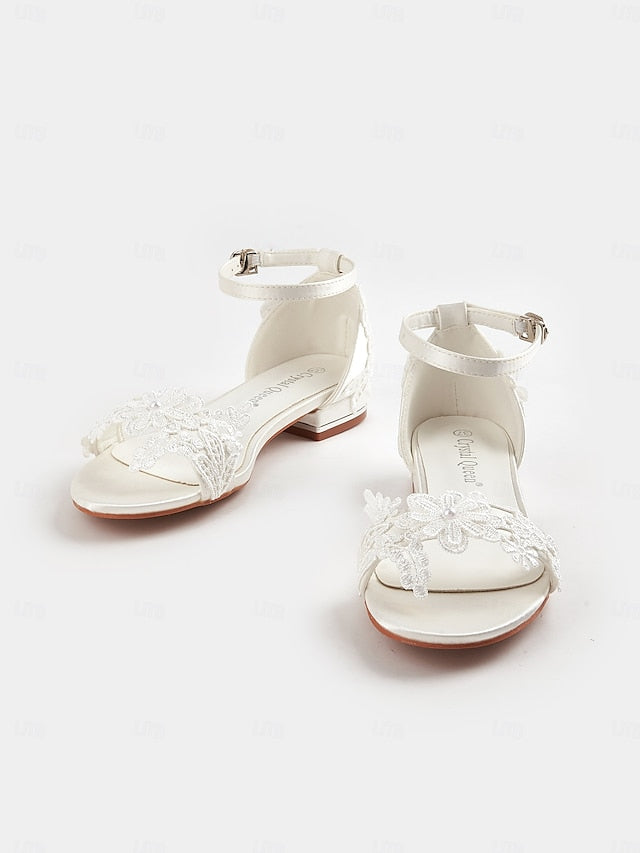 Women's – Lace Flat Bridal Sandals Wedding White Elegant