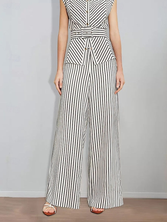 Pantsuit Two of Piece Striped Print Mother Bride the