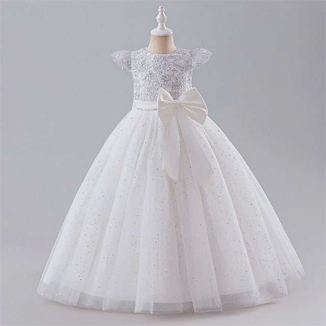 Color Girls' Party Kids Dress Block Flower Girl