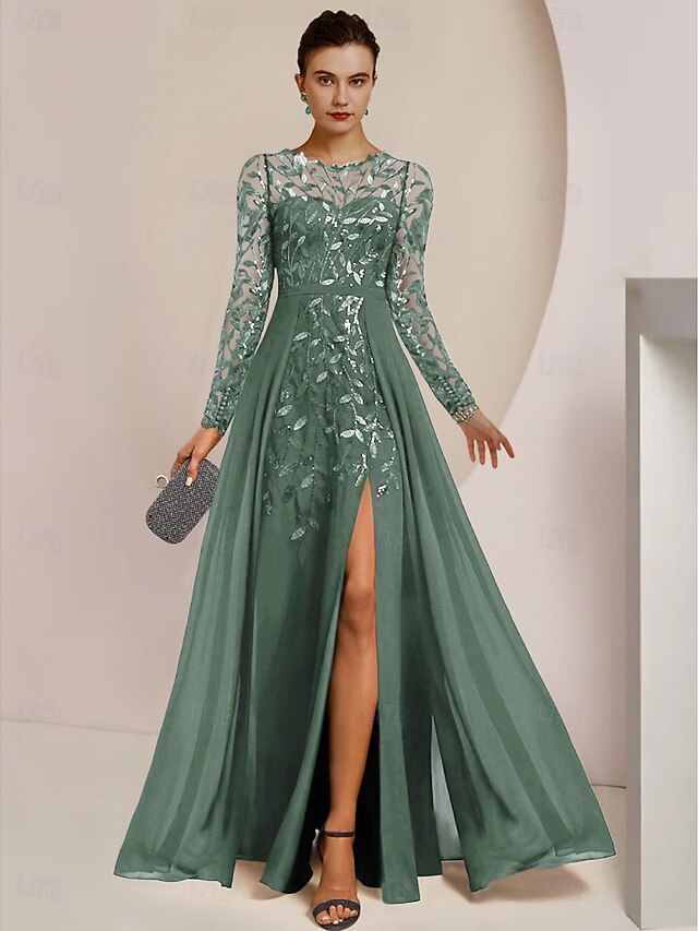 Dress Guest Mother the A-Line Elegant Jewel of Bride Wedding