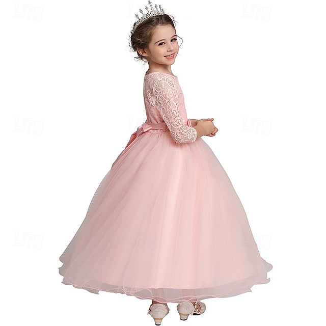 Dress Girls' Wedding Flower Girl Half Sleeve Kids
