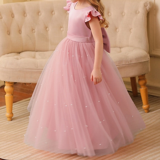 Dress Color Solid Flower Kids Party Girls' Girl
