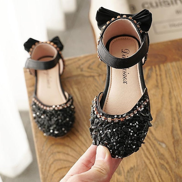 and with Bow Shoes Girls' Crystal Sparkly Girl Satin Flower