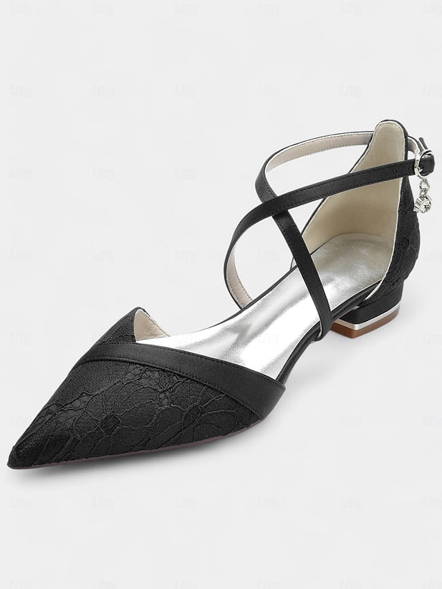 for Low Satin Cross-Strap Lace Heel Overlay Shoes Navy Blue with