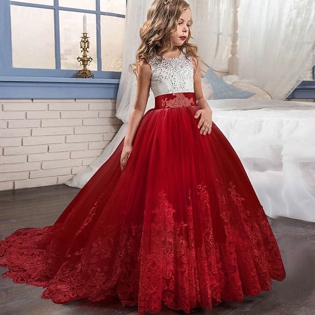 Sleeveless Girl Girls' Kids Wedding Dress Flower