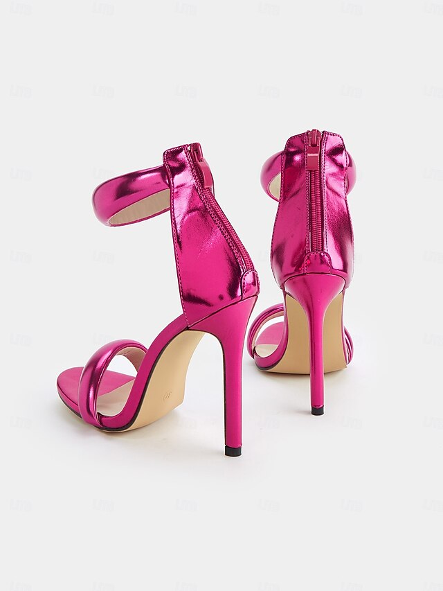 - Strap for Metallic Stiletto Women Fuchsia Heels Ankle