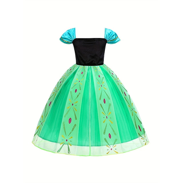 Princess Anna Party Flower Fairytale Frozen Theme Dress Girl
