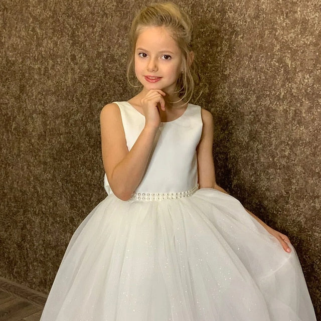 Solid Girls' Colored Kids Sleeveless Performance Dress