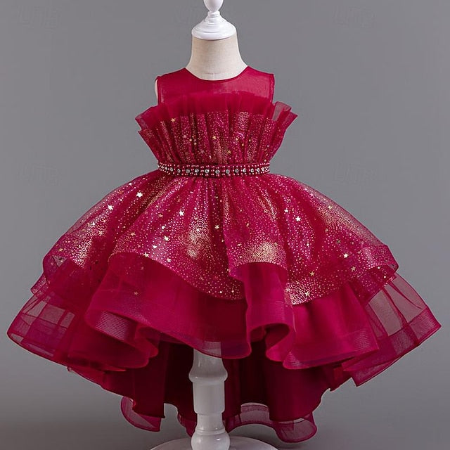 Party Kids Girl Sleeveless Flower Sequin Girls' Dress