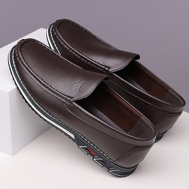 Men's Blue Faux Leather Slip-On Loafers with Durable Sole
