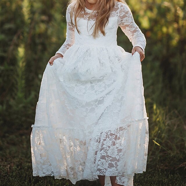 Flower Colored Kids Girl Girls' Long Solid Dress