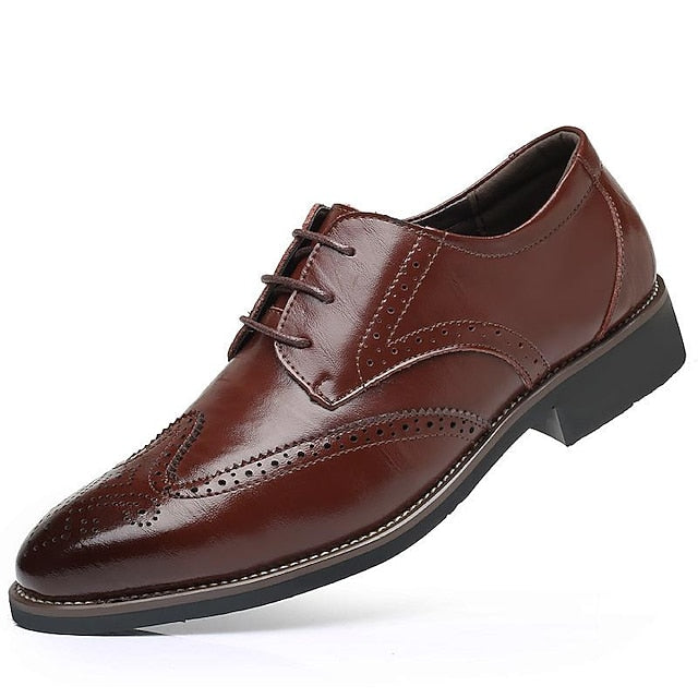 Brogue Shoes with Classic Men's Blue Faux Oxford Leather