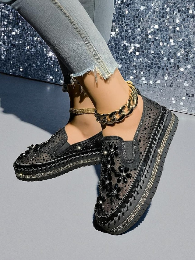 Slip-On Mesh Sneakers Rhinestone with Embellished Women's