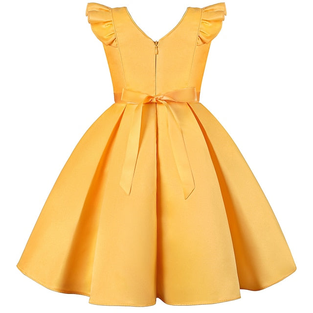 Kids Dress Sleeveless Formal Color Girls' Party Solid