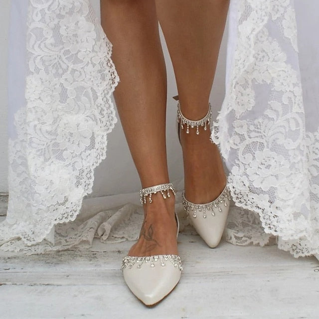 Elegant Wedding White with Shoes Women's Flats – Bridal