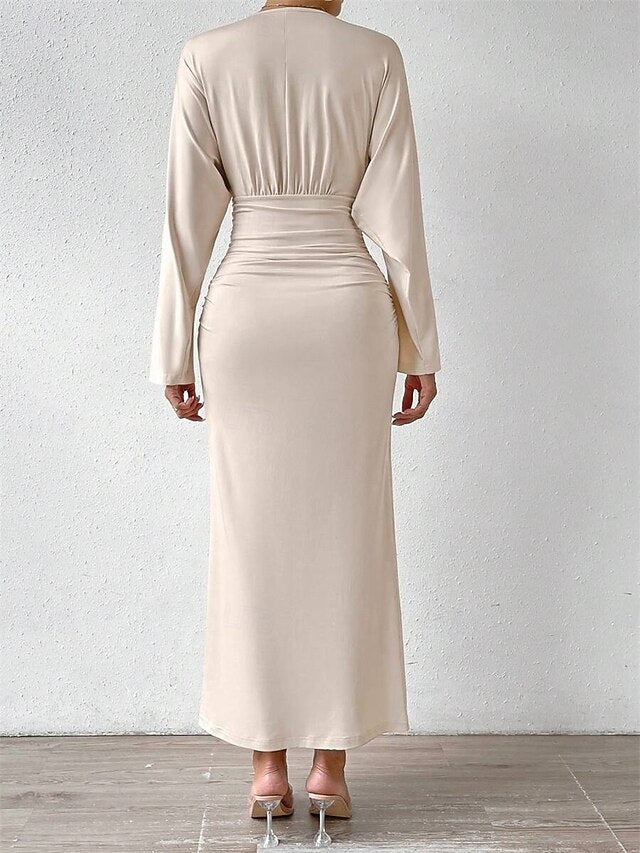 Length Neck Mother of Dress Floor Bride V Elegant the