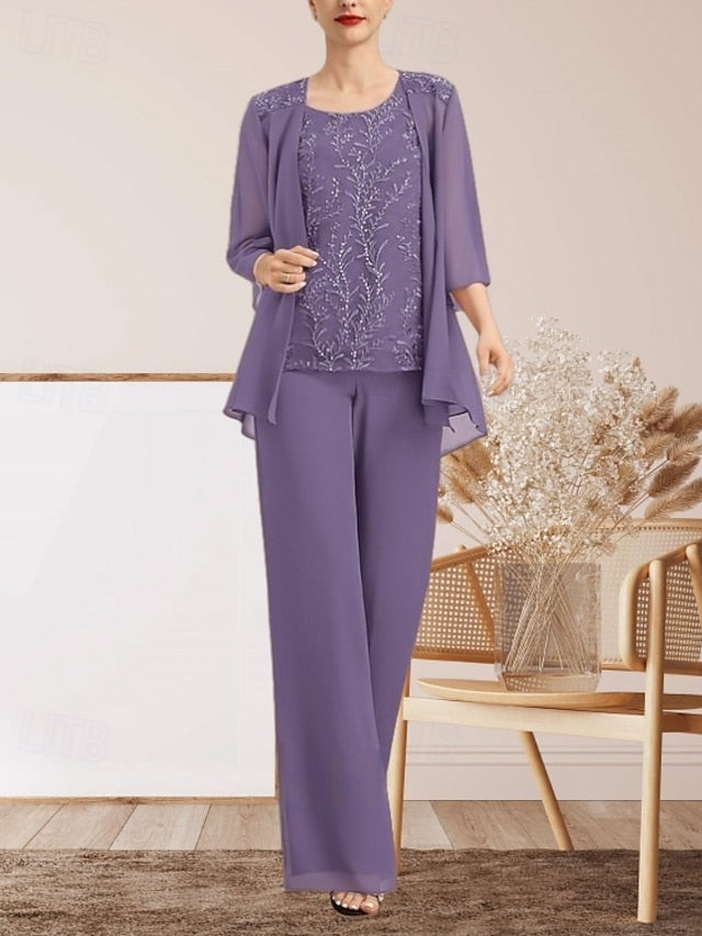the Guest Pantsuit Bride Mother of Elegant Piece 3 Dress Wedding