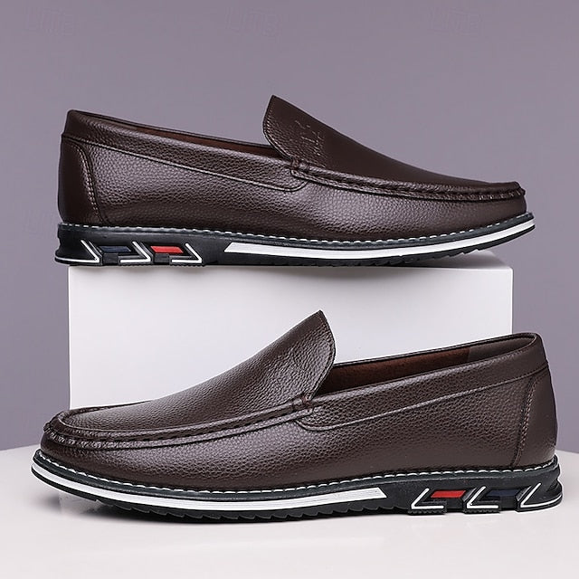 Men's Blue Faux Leather Slip-On Loafers with Durable Sole