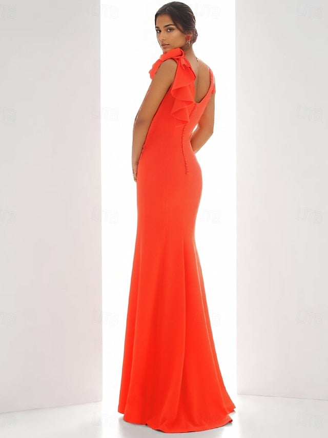 Gown Evening Wedding Formal Guest Column Sheath Elegant Dress /