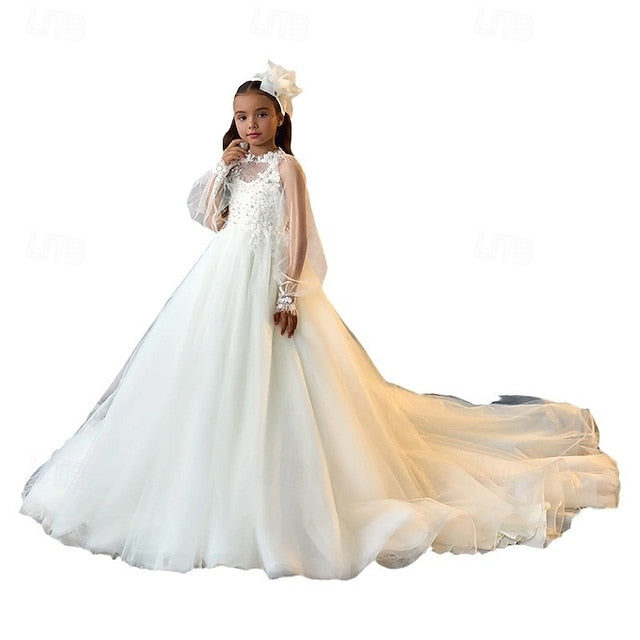 Party Dress Girls' Communion Color Solid First Kids