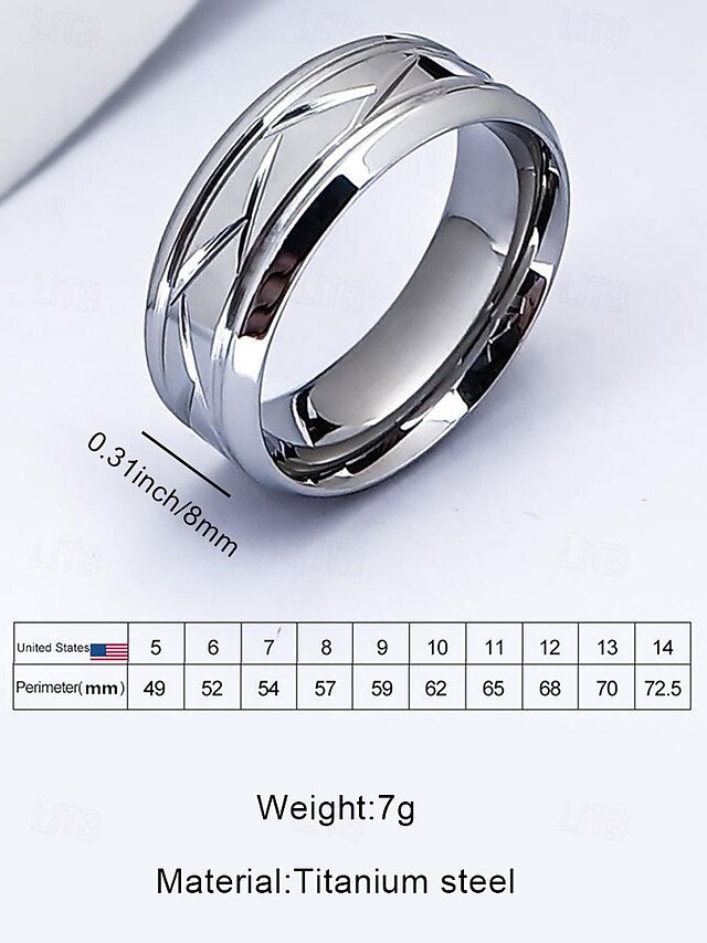 Steel Men's Pattern Stainless Geometric Modern Rings –