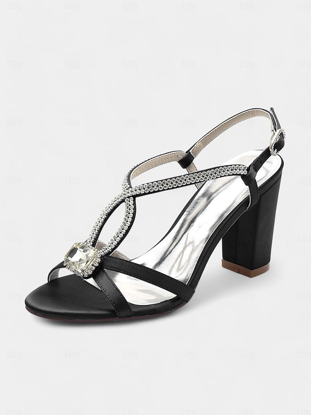 Sandals Satin Blue Royal Women's Elegant Rhinestone –