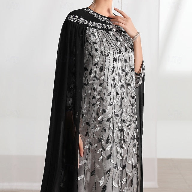 Cape A-Line of Mother Bride Dress Crew Elegant Neck the