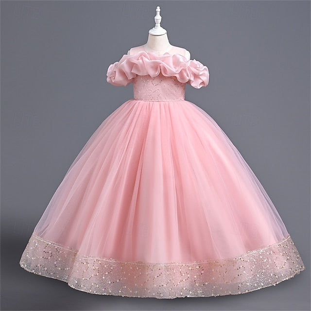 Girls' Kids Color Dress Girl Flower Party Solid