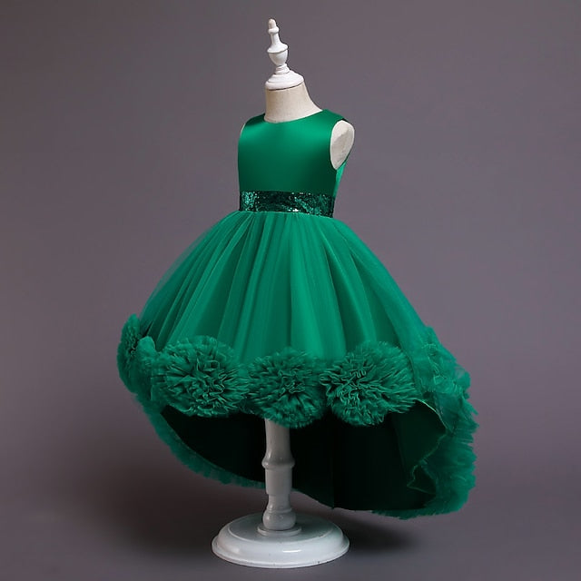 Kids Solid Short Colored Girls' Flower Dress Girl
