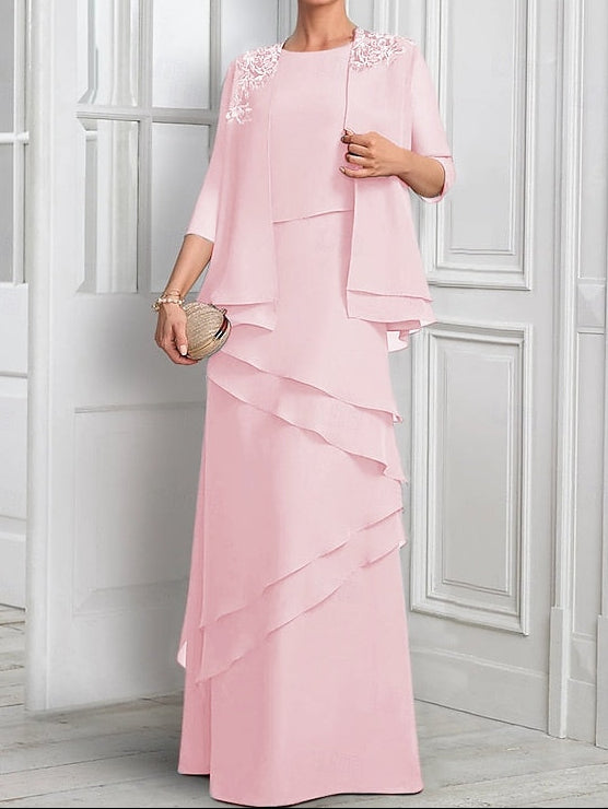 Piece Formal Elegant Mother Dress the A-Line of Suit Two Bride