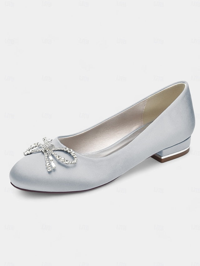 Women's - Flats Embellished Rhinestone Bow Round-Toe