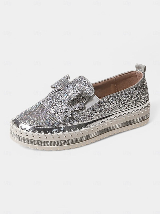 Women Loafers Slip-On for Glittery – Sparkling Rhinestone