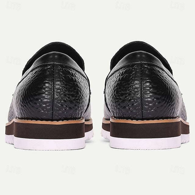 Men’s Black Genuine Cowhide Leather Loafers & Slip-On