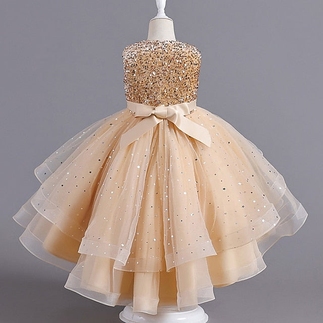 Color Sleeveless Solid Party Girls' Kids Dress