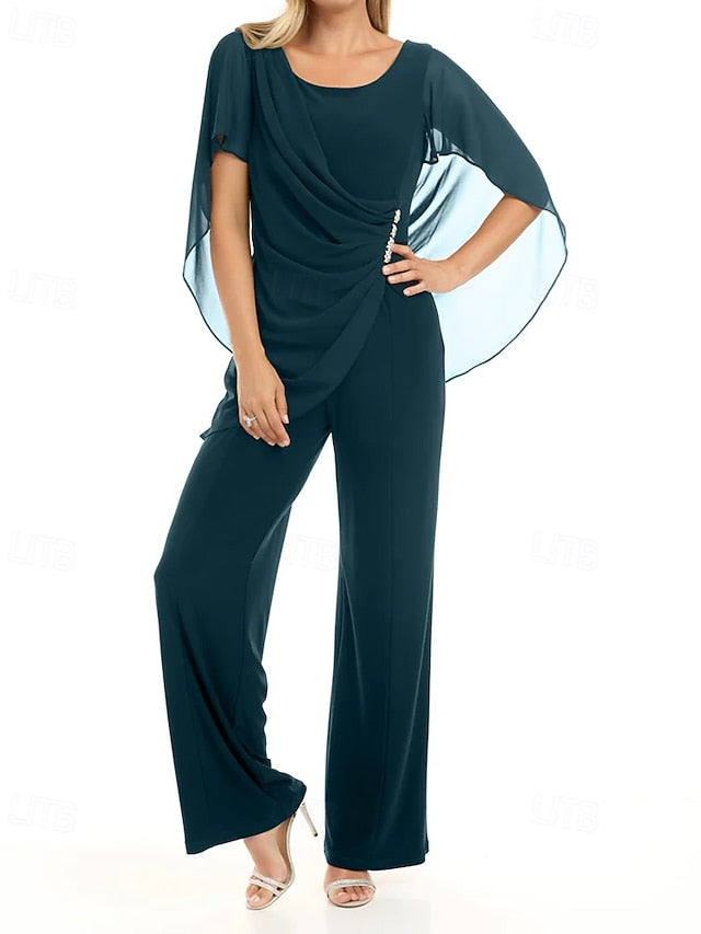 Mother Pantsuit the Dress Jumpsuit Elegant Bride / Cape of