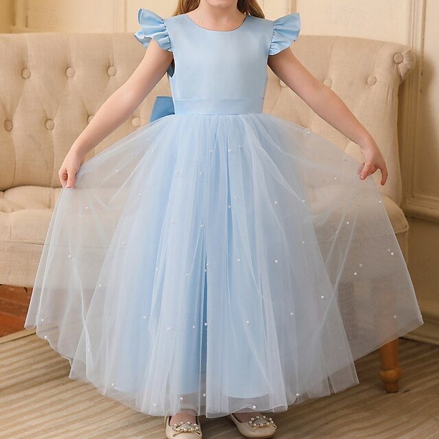 Dress Color Solid Flower Kids Party Girls' Girl