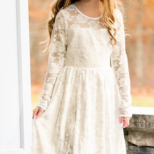 Flower Colored Kids Girl Girls' Long Solid Dress