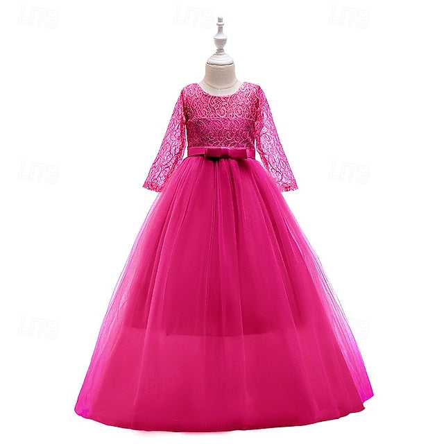 Dress Girls' Wedding Flower Girl Half Sleeve Kids
