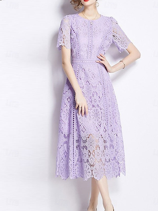 Tea of Mother Length Crew Dress Elegant the Neck Bride