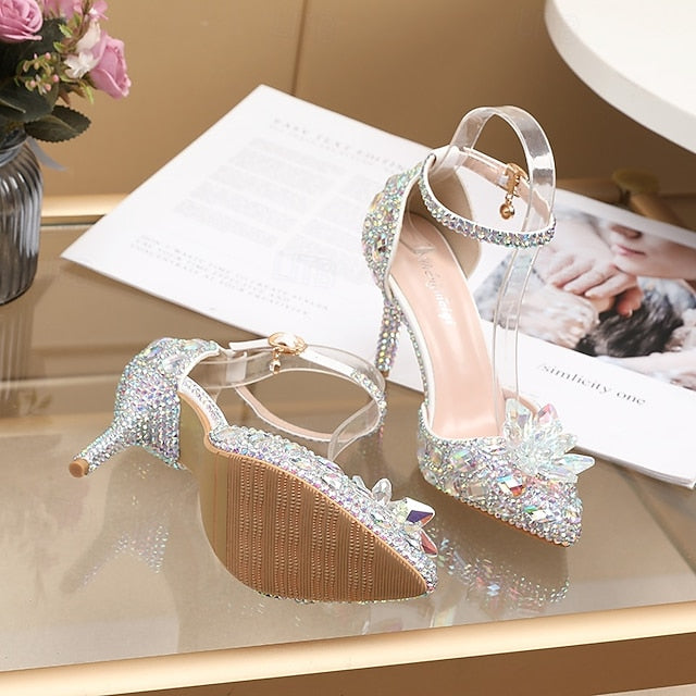 Sandals Heel Elegant Purple Rhinestone – Women's High