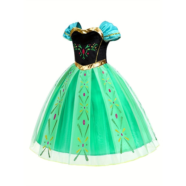 Princess Anna Party Flower Fairytale Frozen Theme Dress Girl